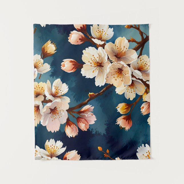 Watercolor Sakura Dreams Tapestry (Front)