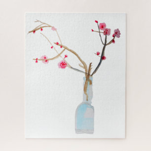 Watercolor sakura pink cherry blossom jigsaw puzzle