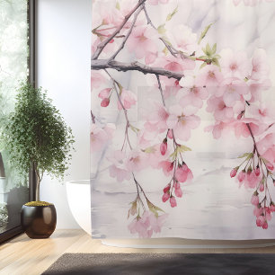 Watercolor Sakura Serenity Shower Curtain