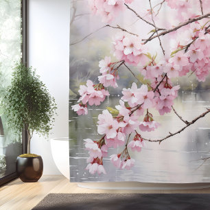 Watercolor Sakura Serenity Shower Curtain