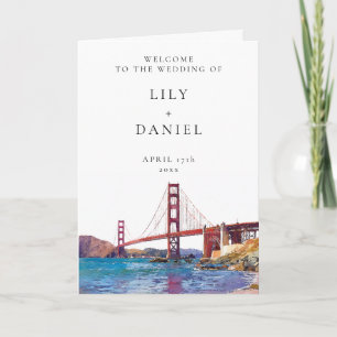Watercolor San Francisco Elegant Wedding Programme