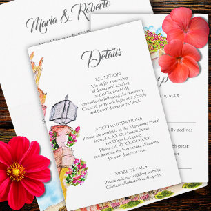 Watercolor San Miguel de Allende Wedding Details Invitation