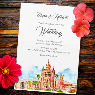 Watercolor San Miguel de Allende Wedding  Invitation