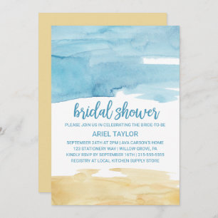 Watercolor Sand and Sea Bridal Shower Invitation