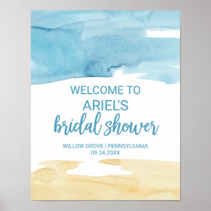 Watercolor Sand and Sea Bridal Shower Welcome Poster