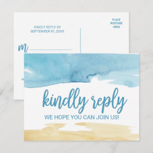 Watercolor Sand and Sea Menu Choice RSVP