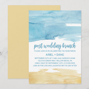 Watercolor Sand and Sea Post Wedding Brunch Invitation