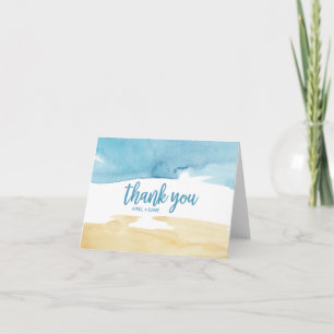 Watercolor Sand and Sea Thank You Card