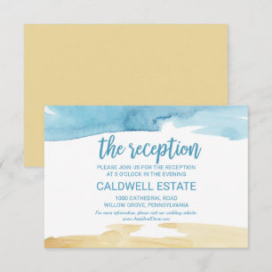 Watercolor Sand and Sea Wedding Reception Insert Invitation
