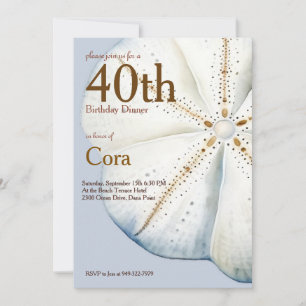 Watercolor Sand Dollar Birthday Invitation