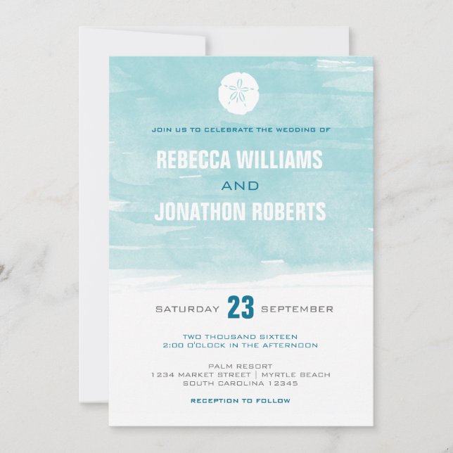 Watercolor Sand Dollar Invitation (Front)