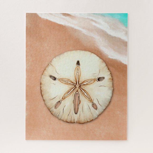 Watercolor Sand Dollar on the Beach Jigsaw Puzzle (Vertical)