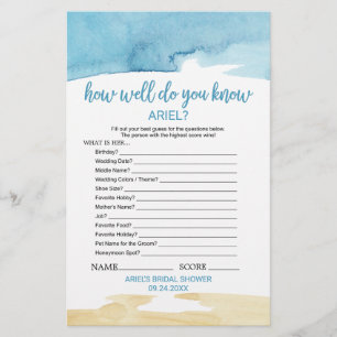 Watercolor Sand & Sea "What's In Your Purse" Game