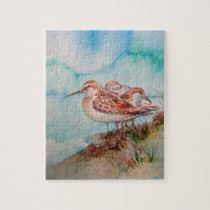 Watercolor Sandpiper Shore Bird Jigsaw Puzzle