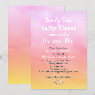 Watercolor Sandy Toes Couple's Shower sunset Invitation