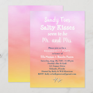 Watercolor Sandy Toes Engagement Party sunset Invitation