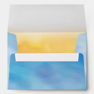 Watercolor Sandy Toes Envelope blue & yellow