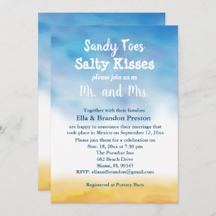 Watercolor Sandy Toes Post Wedding Reception Invitation