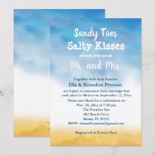 Watercolor Sandy Toes Post Wedding Reception Invitation