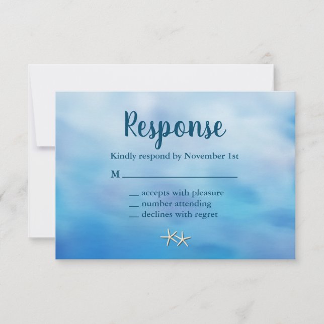 Watercolor Sandy Toes RSVP starfish Card (Front)