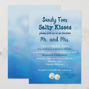 Watercolor Sandy Toes Wedding Invite sand dollars