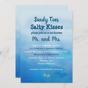 Watercolor Sandy Toes Wedding Invite starfish