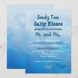 Watercolor Sandy Toes Wedding Invite starfish