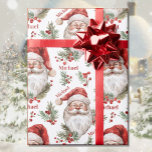 Watercolor Santa Add Name Christmas Cottage Wrapping Paper<br><div class="desc">Watercolor Santa Add Name Christmas Cottage Wrapping Paper</div>