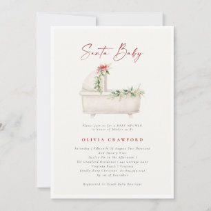 Watercolor Santa Baby Christmas Baby Shower Invitation