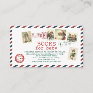  Watercolor Santa baby christmas North pole books  Enclosure Card