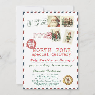 Watercolor Santa Baby Winter  Baby Shower mom-to-b Invitation