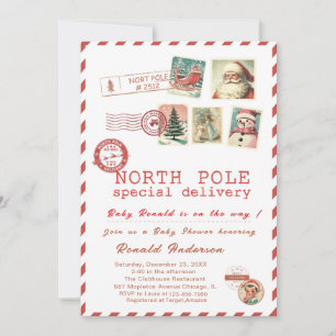 Watercolor Santa Baby Winter  Baby Shower mom-to-b Invitation
