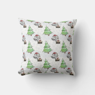 Watercolor Santa bird hand drawn Cushion