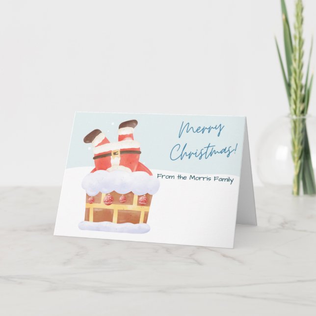 Watercolor Santa Christmas Card Customisable  (Front)