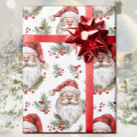 Watercolor Santa Christmas Country Cottage Wrapping Paper<br><div class="desc">Watercolor Santa Christmas Country Cottage Wrapping Paper</div>