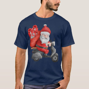 Watercolor Santa Christmas Tree Lights Xmas  T-Shirt