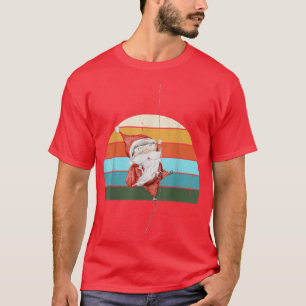 Watercolor Santa Christmas Tree Lights Xmas Teens T-Shirt