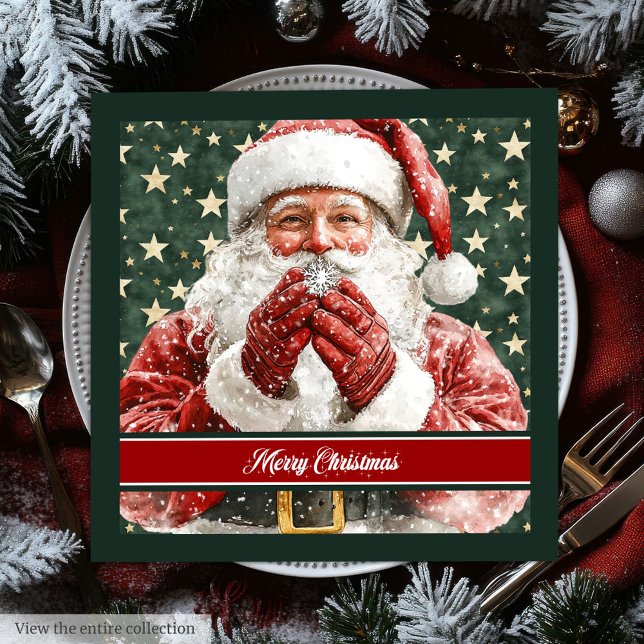 Watercolor Santa Claus Festive Holiday Napkins (Watercolor Santa Claus Festive Holiday Napkins)