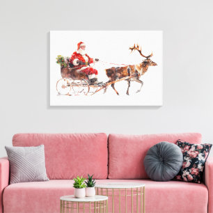 Watercolor santa claus in the snow canvas print