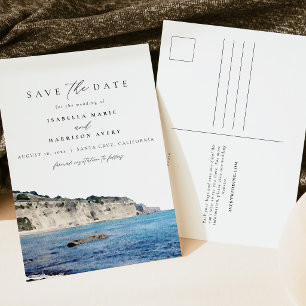 Watercolor Santa Cruz California Beach Skyline Postcard