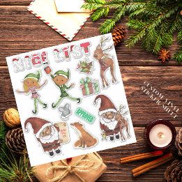 Watercolor Santa Elves Christmas Custom Cut