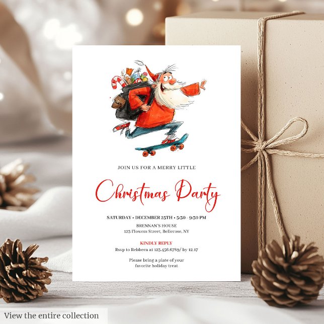Watercolor Santa Funny Holiday Party Invitation (Watercolor Santa Funny Holiday Party Invitation)