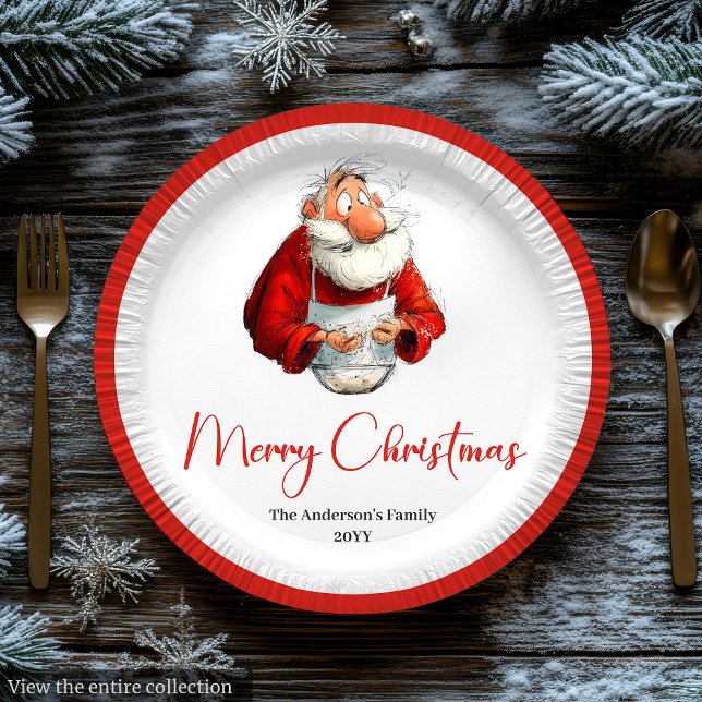 Watercolor Santa Funny Personalized Dinner Plates (Watercolor Santa Funny Personalized Dinner Plates

)