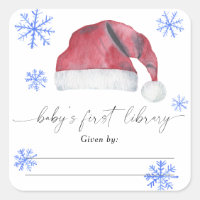 Watercolor santa hat - Baby Shower bookplate