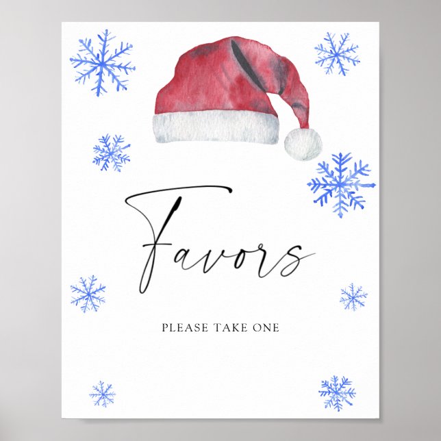 Watercolor santa hat red - Favours Poster (Front)