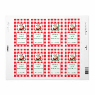 Watercolor Santa Red Check Christmas COOKIES