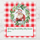 Watercolor Santa Red Check Jolly Christmas LG 
