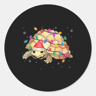 Watercolor Santa Sea Turtle Christmas Lights Ocean Classic Round Sticker