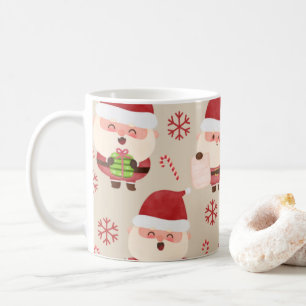 Watercolor Santa Snowflake Candy Cane Christmas  Coffee Mug