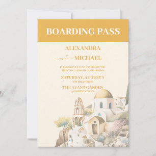 Watercolor Santorini Destination wedding Invitation